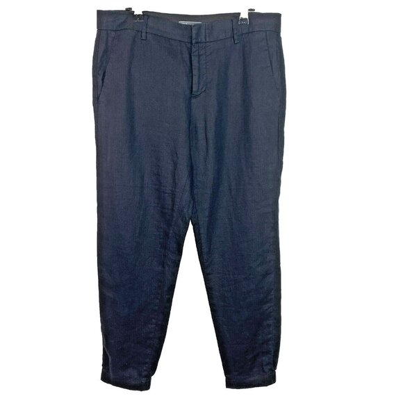 Vince Pants Womens Size 6 Black 100% Linen Jogger Trouser - Picture 1 of 5
